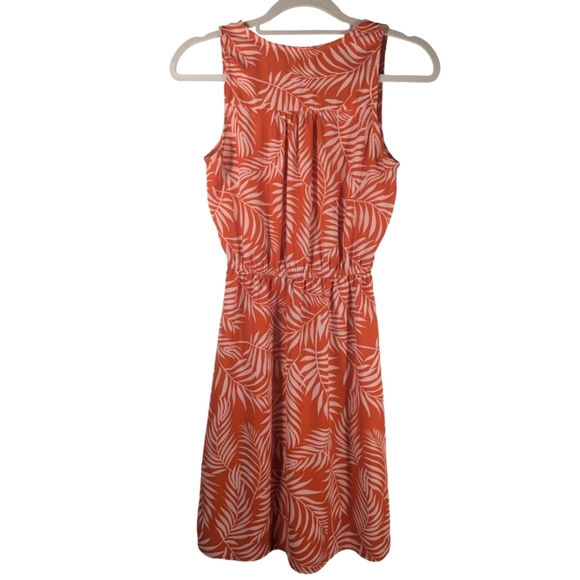 41 Hawthorn Orange Palm Leave Sleeveless Blouson Shift Mini Dress Size M - Picture 2 of 8